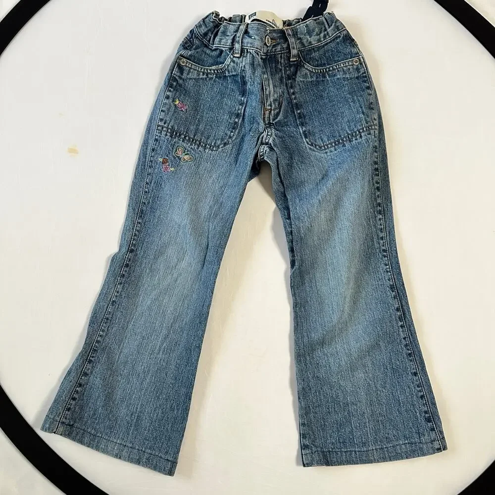Vintage Gap Butterfly Embroidered Flare Stretch Denim Jeans Sz 7